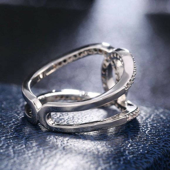 Infinity 925 Silver Ring White Sapphire New - Picture 5 of 7